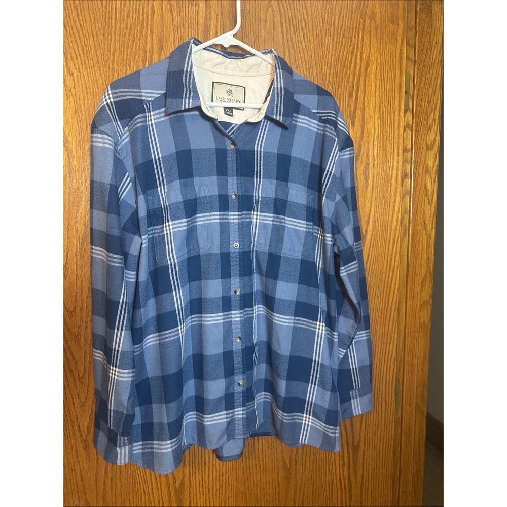 Legendary Whitetails XXL‎ Blue Plaid Button Front Flannel Shirt 65 % Rayon Blend